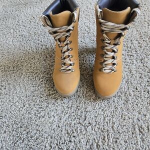 Wild Diva Tan Lace-Up Women's Boots